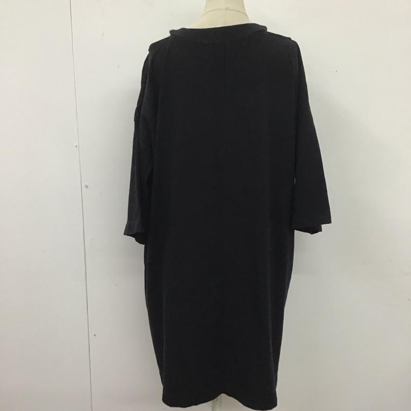 スライ SLY カットソー 半袖 030ESA80-5590 NECK W OPEN OVERSIZE TSH FREE 無地 黒 / ブラック /  レディース USED 古着 中古 10109699