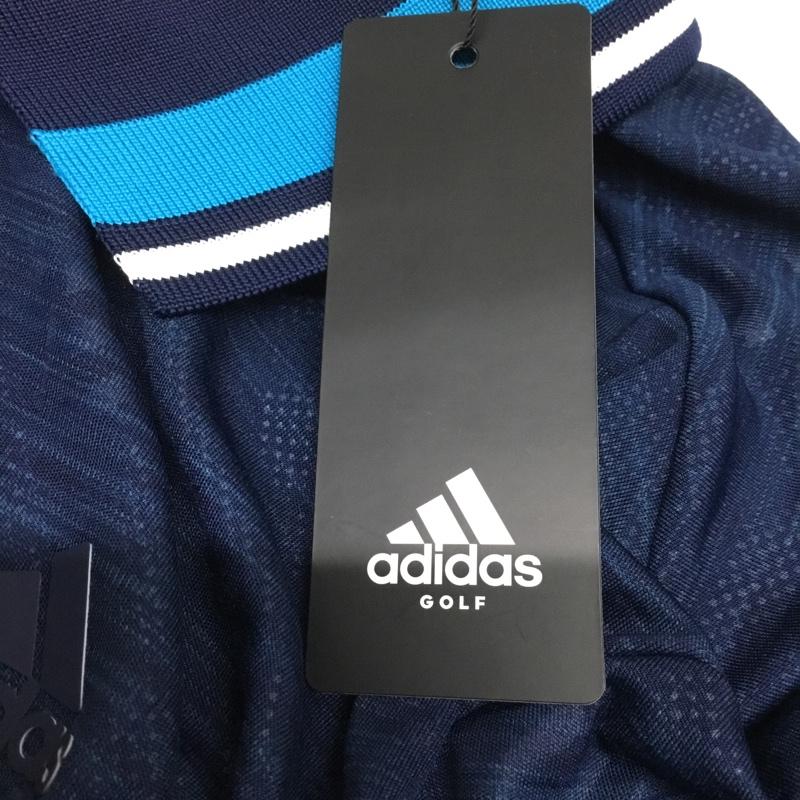 アディダス adidas ポロシャツ 長袖 EH3641 ゴルフウェア タグ付き ロゴ、文字 紺 / ネイビー / メンズ USED 古着 中古 10135533