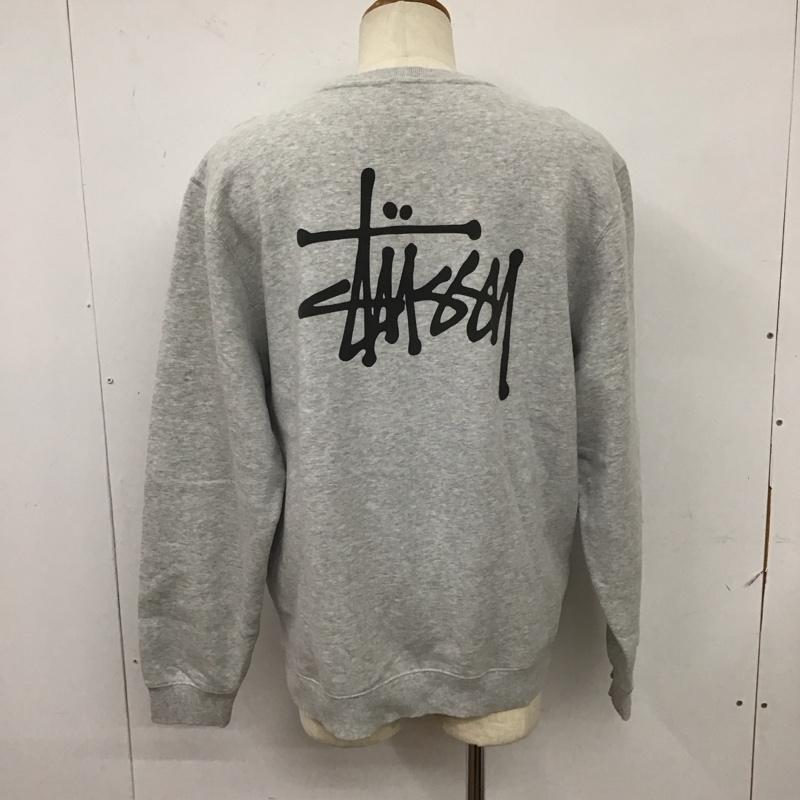 ステューシー STUSSY トレーナー 長袖 長袖トレーナー プリントスウェット クルーネック L ロゴ、文字 灰 / グレー / メンズ USED 古着 中古 10115928