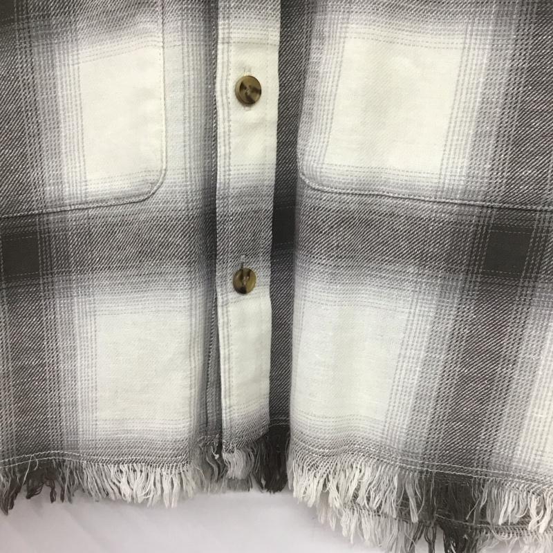 マウジー MOUSSY シャツ、ブラウス 半袖 010FSK30-1950 CUT OFF CHECK CROP SHIRT クロップド丈 FREE チェック 白 / ホワイト / X 灰 / グレー / レディース USED 古着 中古 10139229