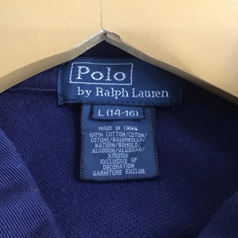 ポロバイラルフローレン Polo by RALPH LAUREN ポロシャツ 半袖 半袖ポロシャツ 半袖カットソー カラーシャツ L ロゴ、文字 紺 / ネイビー / メンズ USED 古着 中古 10132670