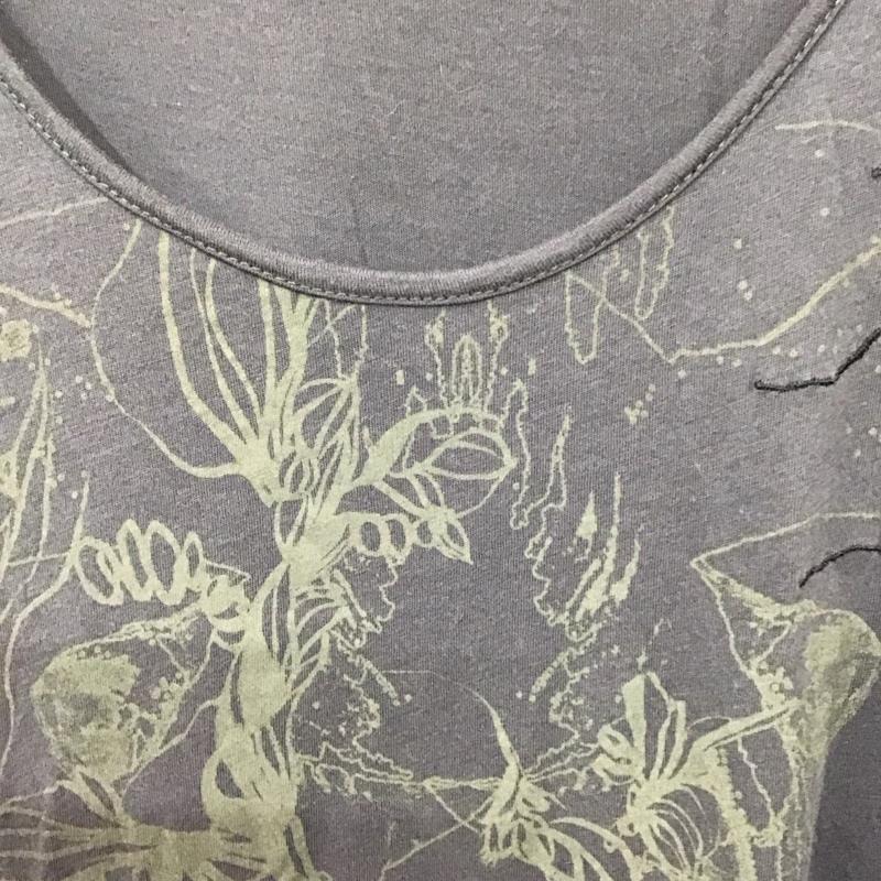 ディーゼル DIESEL Tシャツ 半袖 Uネック ロング丈 XS プリント チャコールグレー / チャコールグレー / レディース USED 古着 中古 10130592