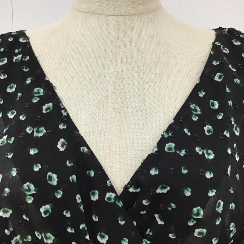 ダブルクローゼット w closet ワンピース ロングスカート 313273 半袖 シャーリング 総柄 黒 / ブラック / レディース USED 古着 中古 10116478