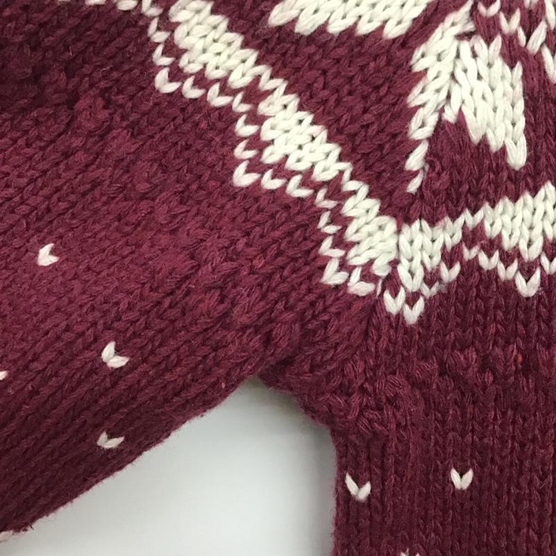 アバクロンビーアンドフィッチ ABERCROMBIE&FITCH カーディガン 長袖 長袖ニットカーディガン 前ボタン スタンドカラー 厚手 M プリント えんじ / ワインレッド / メンズ USED 古着 中古 10136205