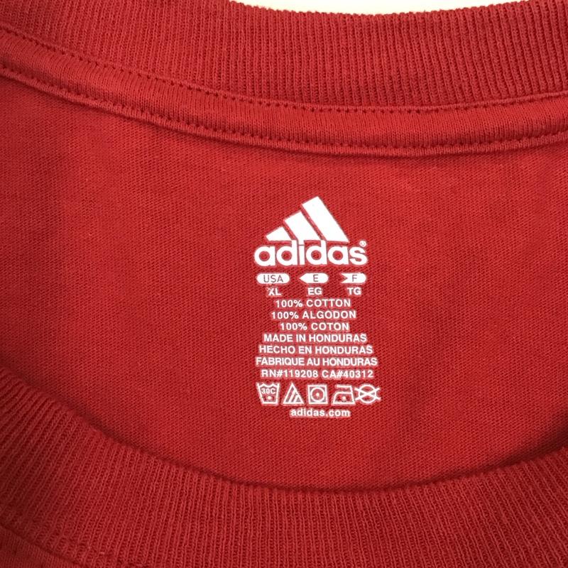アディダス adidas Tシャツ 半袖 半袖カットソー プリントTシャツ クルーネックカットソー スポーツウェア XL プリント 赤 / レッド / メンズ USED 古着 中古 10116938