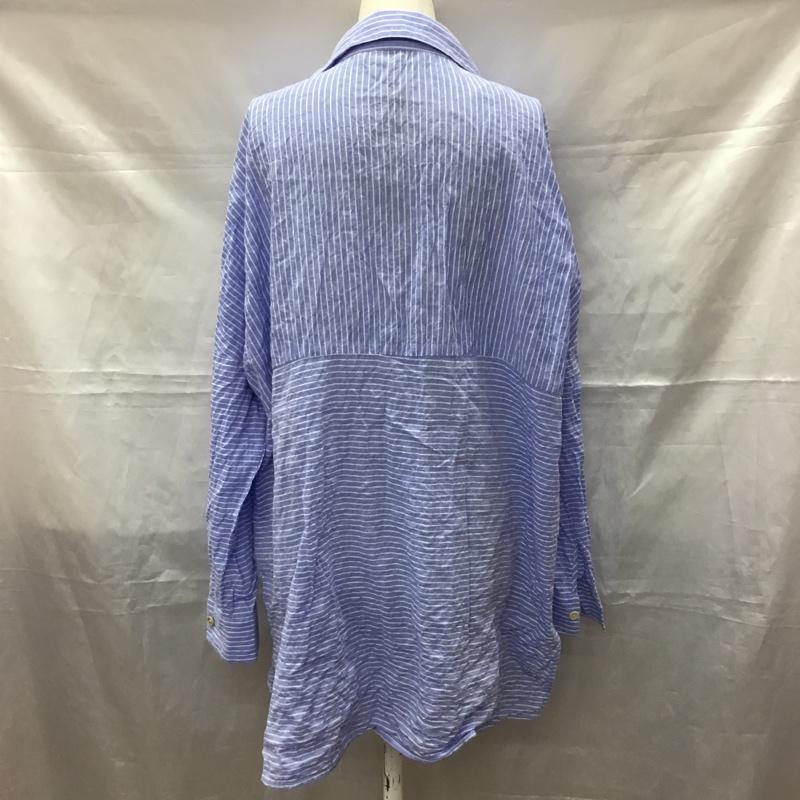 ザラ ZARA シャツ、ブラウス 長袖 長袖シャツ カラーシャツ ポケットシャツ 長袖カットソー ボーダーシャツ M ストライプ 水色 / ライトブルー / レディース USED 古着 中古 10112282