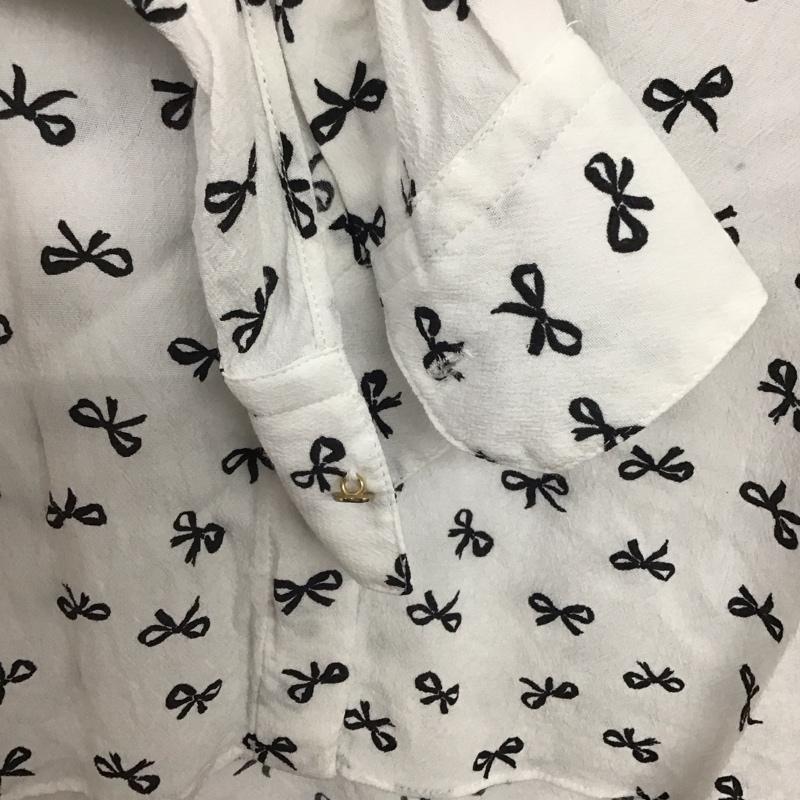 ザラ ZARA シャツ、ブラウス 長袖 XS ロゴ、文字 X 総柄 白 / ホワイト / レディース USED 古着 中古 10132224