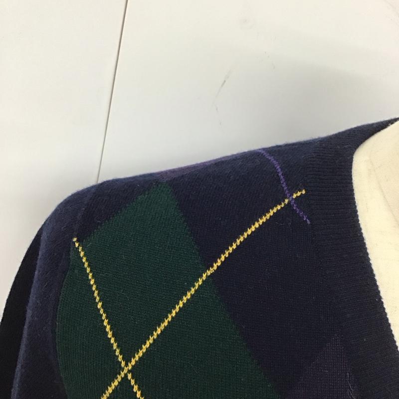ブルックスブラザーズ BROOKS BROTHERS ニット、セーター 長袖 長袖ニットカットソー ニット セーター Vネックニット M チェック マルチカラー / マルチカラー / メンズ USED 古着 中古 10112764