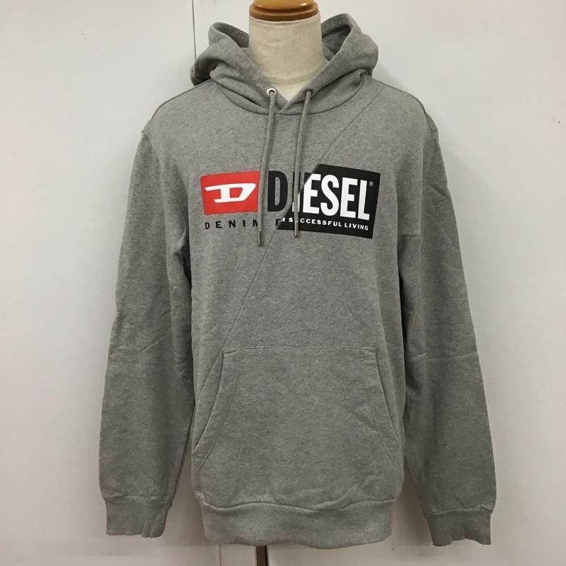 ディーゼル DIESEL パーカー 長袖 長袖パーカー フード付きパーカー プリントスウェット トレーナー XL ロゴ、文字 灰 / グレー /  メンズ USED 古着 中古 10116387