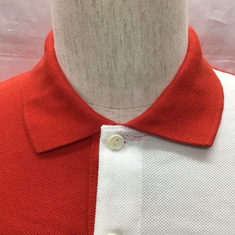 ラコステ LACOSTE ポロシャツ 半袖 半袖ポロシャツ 半袖カットソー 半袖シャツ 3 ロゴ、文字 白 / ホワイト / X 橙 / オレンジ /  メンズ USED 古着 中古 10111040