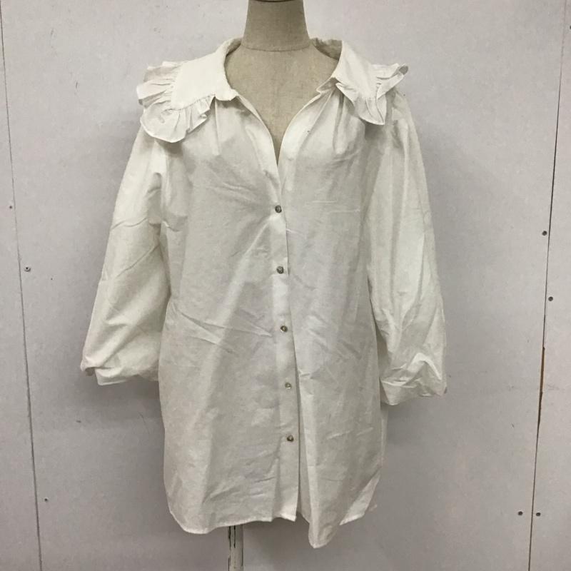ザラ ZARA シャツ、ブラウス 七分袖 3666 162 250 フリル襟 ボリュームスリーブ M 無地 白 / ホワイト / レディース USED 古着 中古 10107969