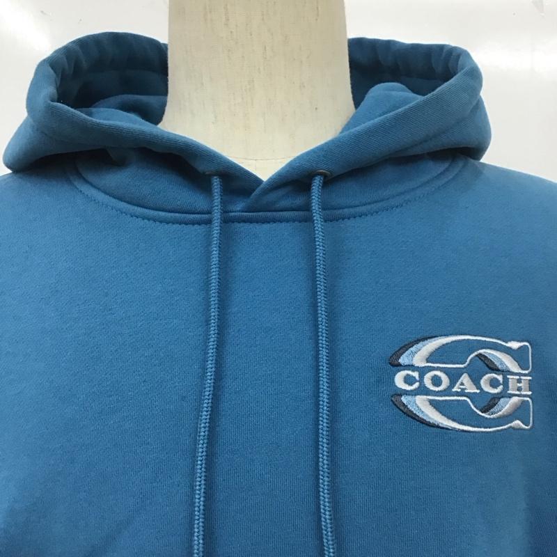 コーチ COACH パーカー 長袖 長袖パーカー フード付きパーカー プリントスウェット トレーナー L ロゴ、文字 青 / ブルー / メンズ USED 古着 中古 10109819