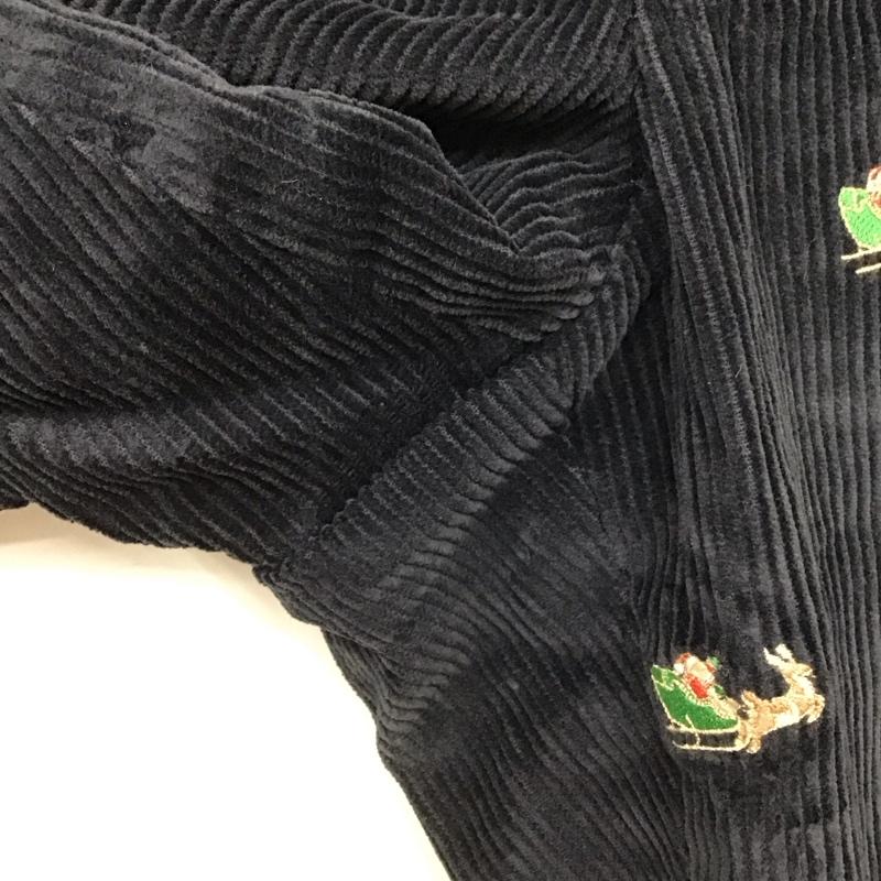 ブルックスブラザーズ BROOKS BROTHERS ボトムス ボトムス コーデュロイパンツ W33 サンタクロース クリスマス 刺繍 33インチ 総柄 黒 / ブラック / メンズ USED 古着 中古 10111215