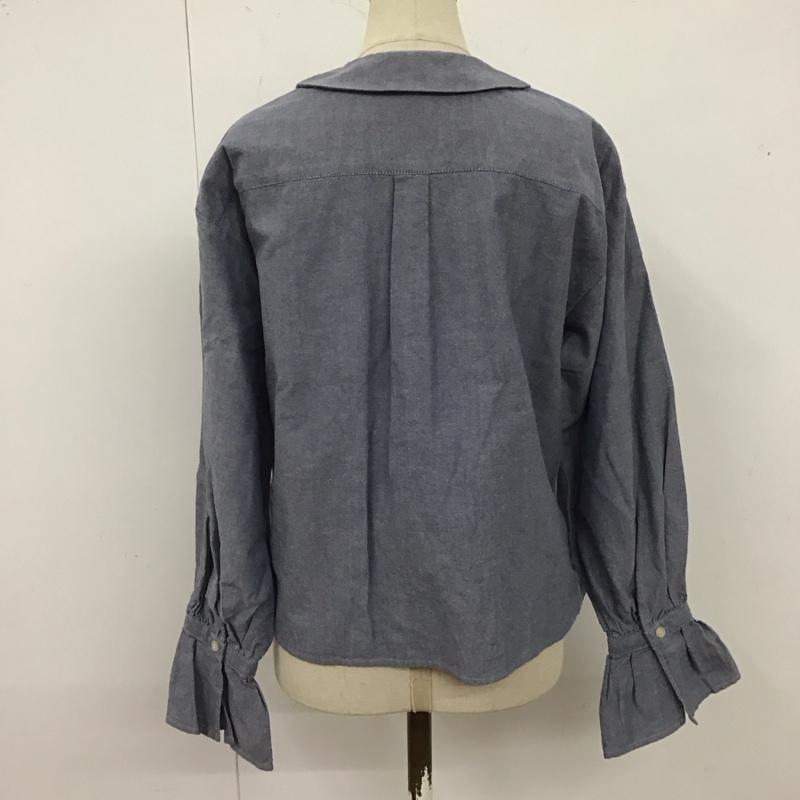 エヘカソポ ehka sopo シャツ、ブラウス 長袖 1706872 ベルスリーブ フリルカラー フリル襟 FREE 無地 青 / ブルー / レディース USED 古着 中古 10122648