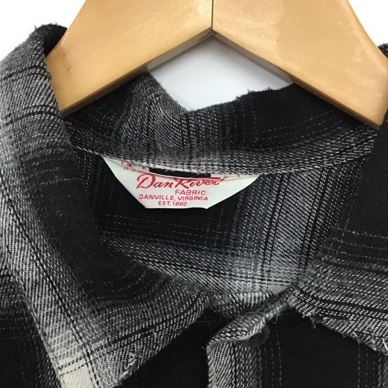 ダンリバー Dan River シャツ、ブラウス 長袖 長袖シャツ チェックシャツ カラーシャツ M チェック X ダメージ加工 白 / ホワイト / X 黒 / ブラック / メンズ USED 古着 中古 10133072