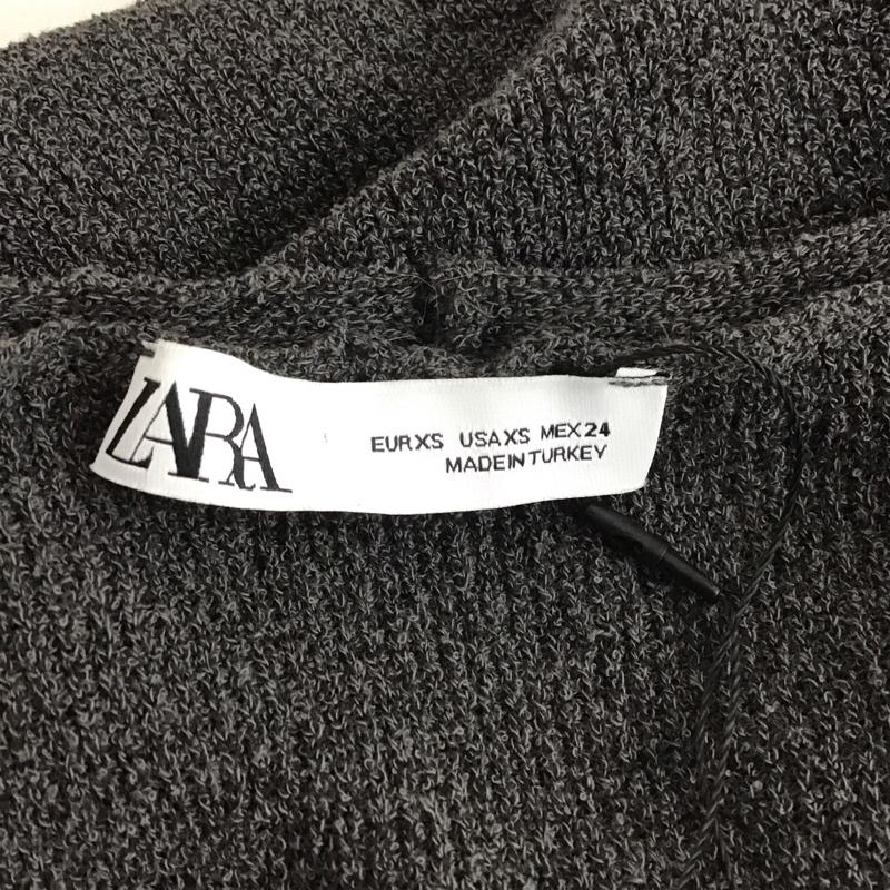 ザラ ZARA ワンピース ロングスカート 6427 001 802 Vネック リブ 長袖 XS 無地 灰 / グレー / レディース USED 古着 中古 10139403
