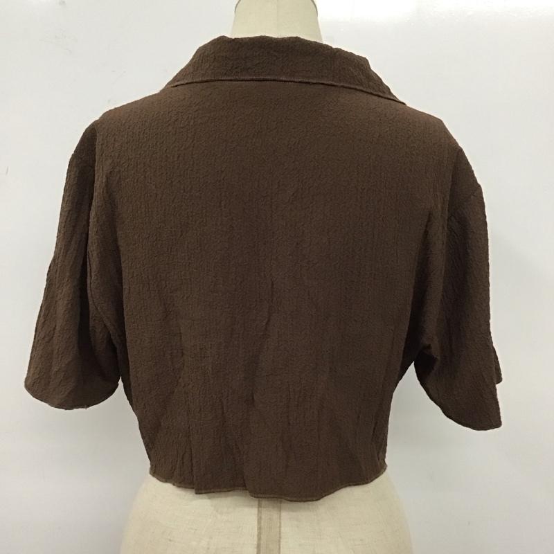 ザラ ZARA シャツ、ブラウス 半袖 4387 026 700 クロップド丈 M 無地 茶 / ブラウン / レディース USED 古着 中古 10117398