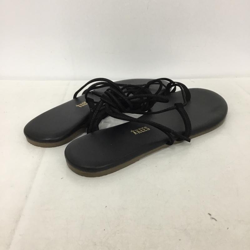 古着 USED サンダル サンダル TKEES 編み上げ レースアップ 39 US:8 無地 黒 / ブラック / レディース USED 古着 中古 10138012