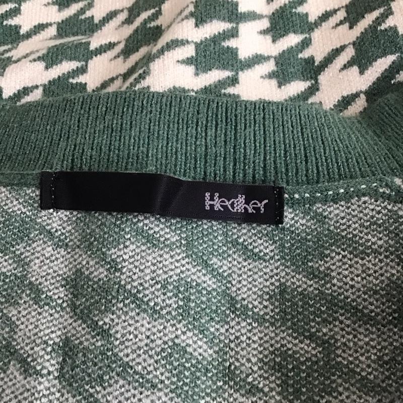 ヘザー Heather ベスト ベスト HE070027CF Vネック プルオーバー FREE 千鳥格子 緑 / グリーン / X オフホワイト / オフホワイト / レディース USED 古着 中古 10109482