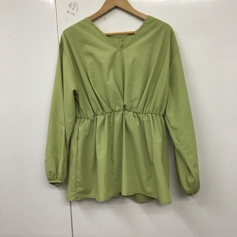 アズールバイマウジー AZUL BY MOUSSY シャツ、ブラウス 長袖 250GSB30-247C 2WAY BALLOON SLEEVE PEPLUM M 無地 薄緑 / ライトグリーン / レディース USED 古着 中古 10129607