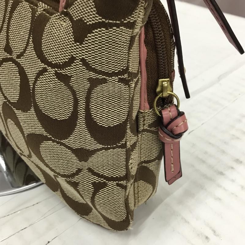 コーチ COACH ショルダーバッグ ショルダーバッグ シグネチャー ロゴ、文字 ベージュ / ベージュ / X 桃 / ピンク / レディース USED 古着 中古 10107602