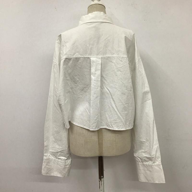 ザラ ZARA シャツ、ブラウス 長袖 長袖シャツ カラーシャツ ポケットシャツ ショート丈シャツ L 無地 白 / ホワイト / レディース USED 古着 中古 10116416