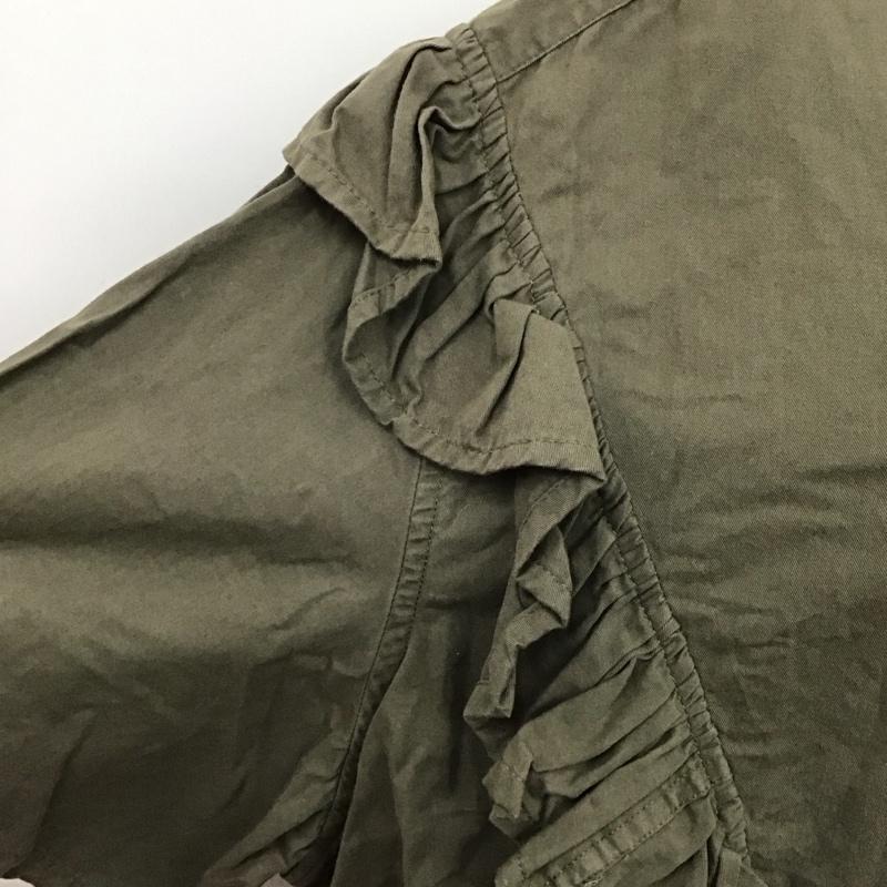 古着 USED シャツ、ブラウス 半袖 フリル バンドカラー リメイクシャツ 無地 カーキ / カーキ / レディース USED 古着 中古 10122655