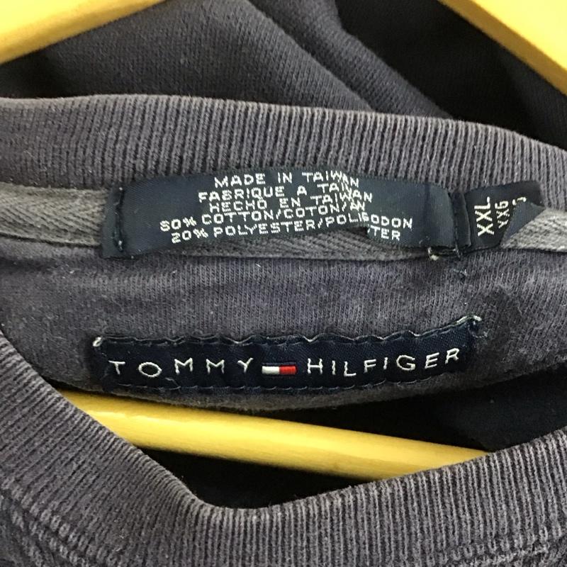 トミーヒルフィガー TOMMY HILFIGER トレーナー 長袖 長袖トレーナー スウェット クルーネック プルオーバー XXL ロゴ、文字 紺 / ネイビー / メンズ USED 古着 中古 10141900
