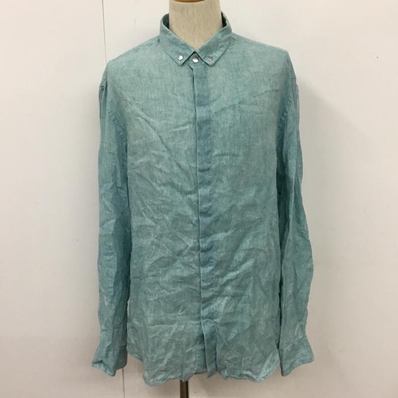 アルマーニコレッツォーニ ARMANI COLLEZIONI シャツ、ブラウス 長袖 長袖シャツ カラーシャツ ボタンダウンシャツ 長袖カットソー XL 無地 青 / ブルー /  メンズ USED 古着 中古 10110042