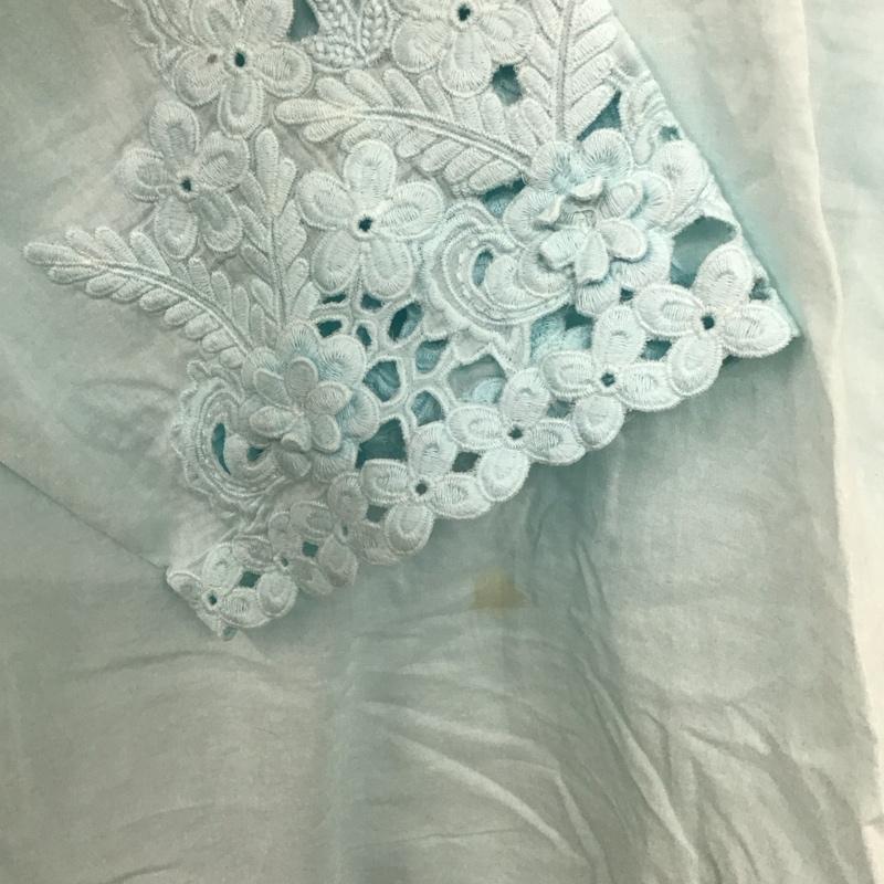 ザラ ZARA カットソー 七分袖 Vネック M 花柄 水色 / ライトブルー / レディース USED 古着 中古 10133726