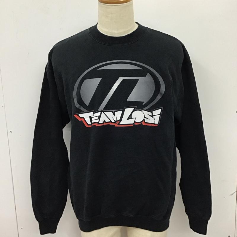 ヘインズ HANES トレーナー 長袖 長袖トレーナー スウェット クルーネック リブスウェットカットソー M ロゴ、文字 黒 / ブラック / メンズ USED 古着 中古 10115722
