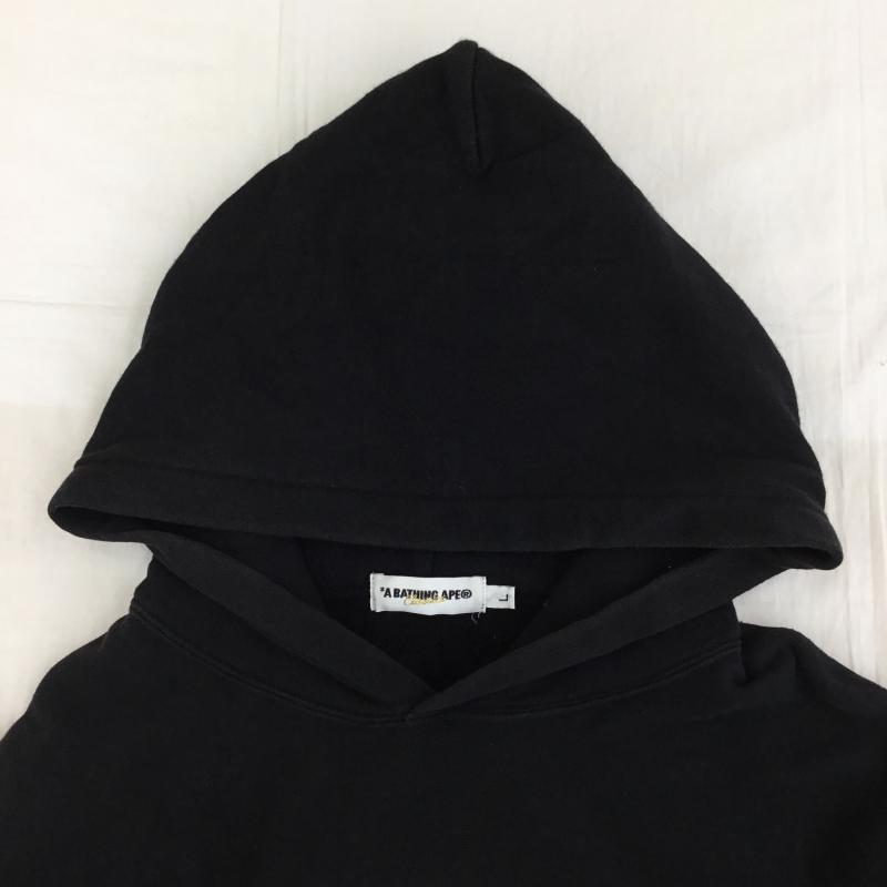 アベイシングエイプ A BATHING APE パーカー 長袖 L ロゴ、文字 黒 / ブラック / メンズ USED 古着 中古 10137306