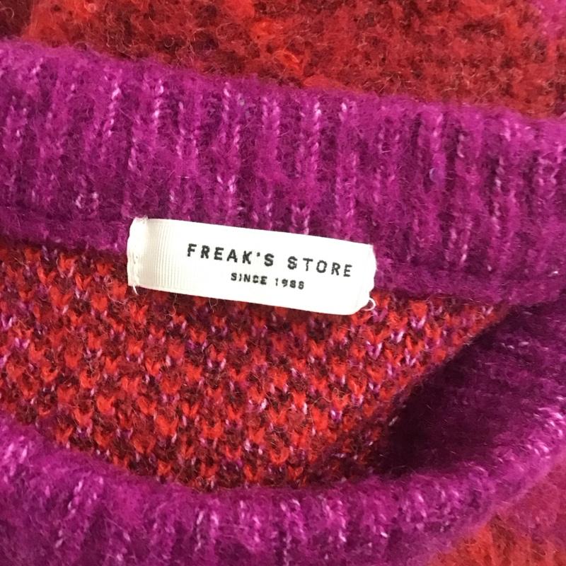 フリークスストア FREAK S STORE ニット、セーター 長袖 1134248901449 ニットアーガイルシャギーニットプルオーバー 長袖ニット セーター 34 チェック えんじ / ワインレッド /  レディース USED 古着 中古 10106619