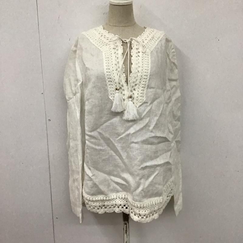 ザラ ZARA カットソー 長袖 4222 040 251 リネンブラウス プルオーバー S 刺繍 白 / ホワイト / レディース USED 古着 中古 10123085