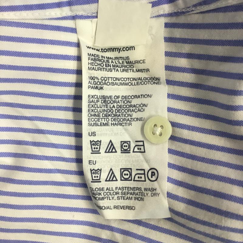 トミーヒルフィガー TOMMY HILFIGER シャツ、ブラウス 長袖 チェック XXS ストライプ 青 / ブルー / X 白 / ホワイト / レディース USED 古着 中古 10000006