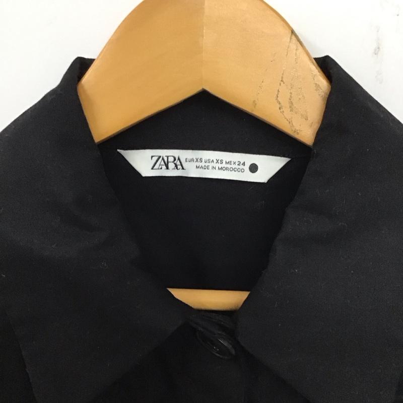 ザラ ZARA シャツ、ブラウス 長袖 2212 729 800 ショート丈 シャツジャケット XS 無地 黒 / ブラック / レディース USED 古着 中古 10139230