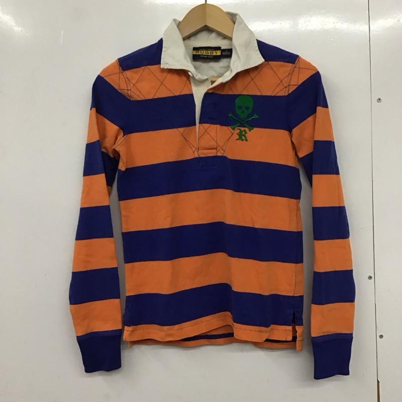 ラルフローレン ラグビー RALPH LAUREN RUGBY ポロシャツ 長袖 長袖ポロシャツ 長袖カットソー カラーシャツ S ボーダー柄 青 / ブルー / X 橙 / オレンジ / レディース USED 古着 中古 10132948