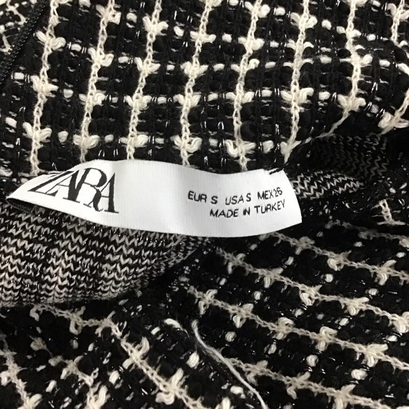 ザラ ZARA ワンピース ロングスカート 6771 020 084 スタンドネック ノースリーブ S チェック 白 / ホワイト / X 黒 / ブラック / レディース USED 古着 中古 10138665
