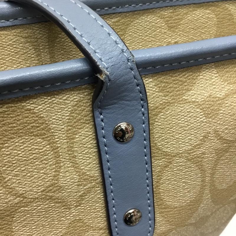 コーチ COACH トートバッグ トートバッグ F58292 シグネチャー ロゴ、文字 ベージュ / ベージュ / X 水色 / ライトブルー / レディース USED 古着 中古 10106903
