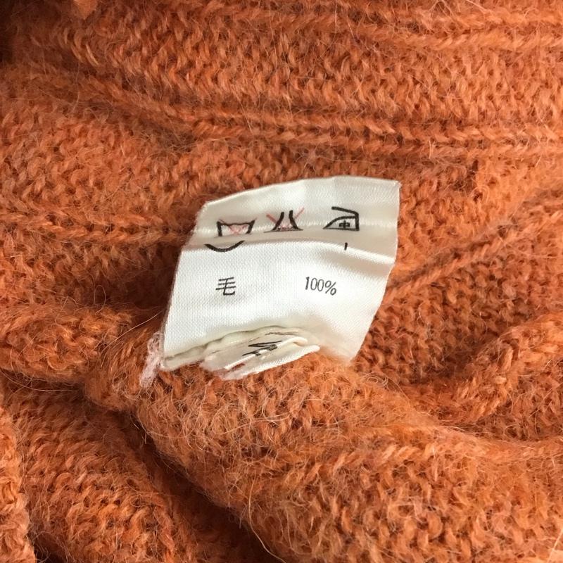 ラルフローレン RALPHLAUREN カーディガン 長袖 Vネック ウール ケーブル編み M ワンポイント 橙 / オレンジ / レディース USED 古着 中古 10107553