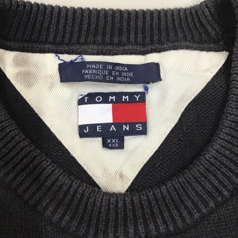 トミーヒルフィガー TOMMY HILFIGER ニット、セーター 長袖 XXL ロゴ、文字 チャコールグレー / チャコールグレー / メンズ USED 古着 中古 10111842