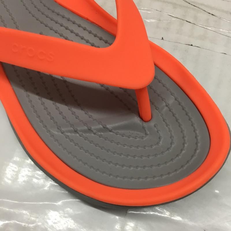 クロックス crocs サンダル サンダル 204974-6PK Swiftwater Flips 22cm ビーチサンダル 22.0cm ロゴ、文字 灰 / グレー / X 橙 / オレンジ / レディース USED 古着 中古 10110652