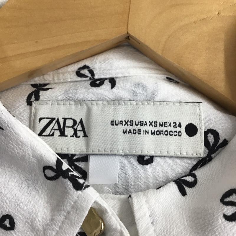 ザラ ZARA シャツ、ブラウス 長袖 XS ロゴ、文字 X 総柄 白 / ホワイト / レディース USED 古着 中古 10132224