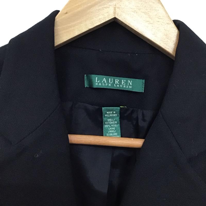 ローレンラルフローレン LAUREN RALPH LAUREN ジャケット、上着 ジャケット、ブレザー ブレザー カジュアルジャケット 80s 緑タグ 金ボタン ロゴ、文字 黒 / ブラック / レディース USED 古着 中古 10128987