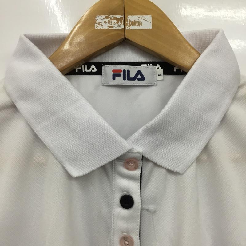 フィラ FILA ポロシャツ 半袖 FL1667 速乾 吸汗 タグ付き L ロゴ、文字 白 / ホワイト / レディース USED 古着 中古 10133059
