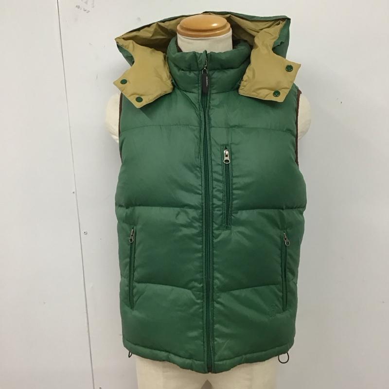 ジョンブル Johnbull ベスト ベスト 16010 ダウンベスト フード付き M ワンポイント 緑 / グリーン / X 茶 / ブラウン / メンズ USED 古着 中古 10123665