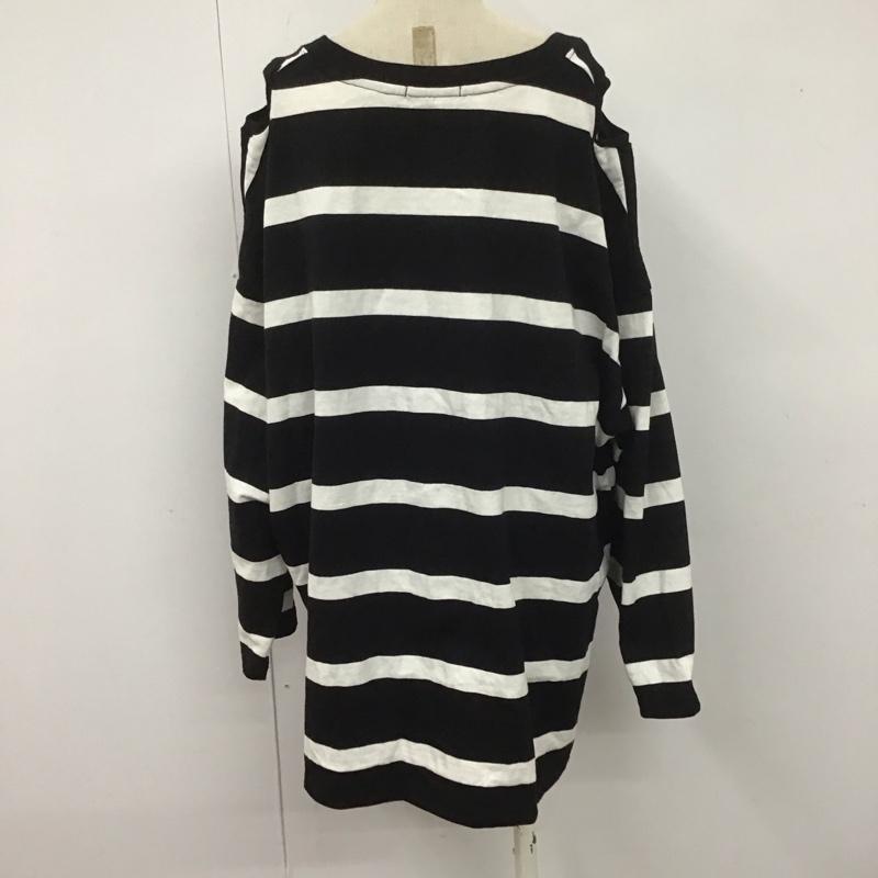 ニコアンド niko and... Tシャツ 長袖 NKN32616CF ショルダースリットボーダープルオーバー FREE ボーダー柄 白 / ホワイト / X 黒 / ブラック / レディース USED 古着 中古 10108148