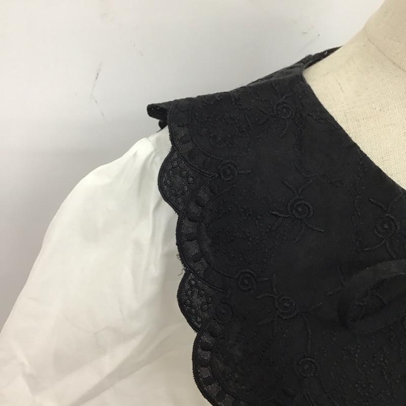 ザラ ZARA カットソー 半袖 1971 083 250 コントラストポプリン地ブラウス S 刺繍 白 / ホワイト / X 黒 / ブラック / レディース USED 古着 中古 10120363