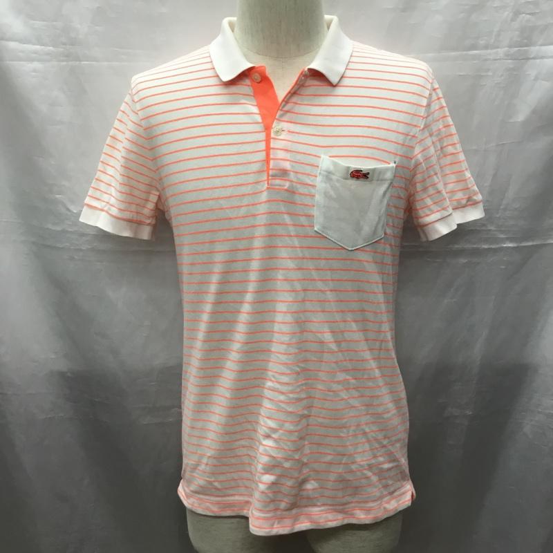 ラコステ LACOSTE ポロシャツ 半袖 半袖ポロシャツ カラーシャツ 半袖カットソー 4 ボーダー柄 白 / ホワイト / メンズ USED 古着 中古 10122889