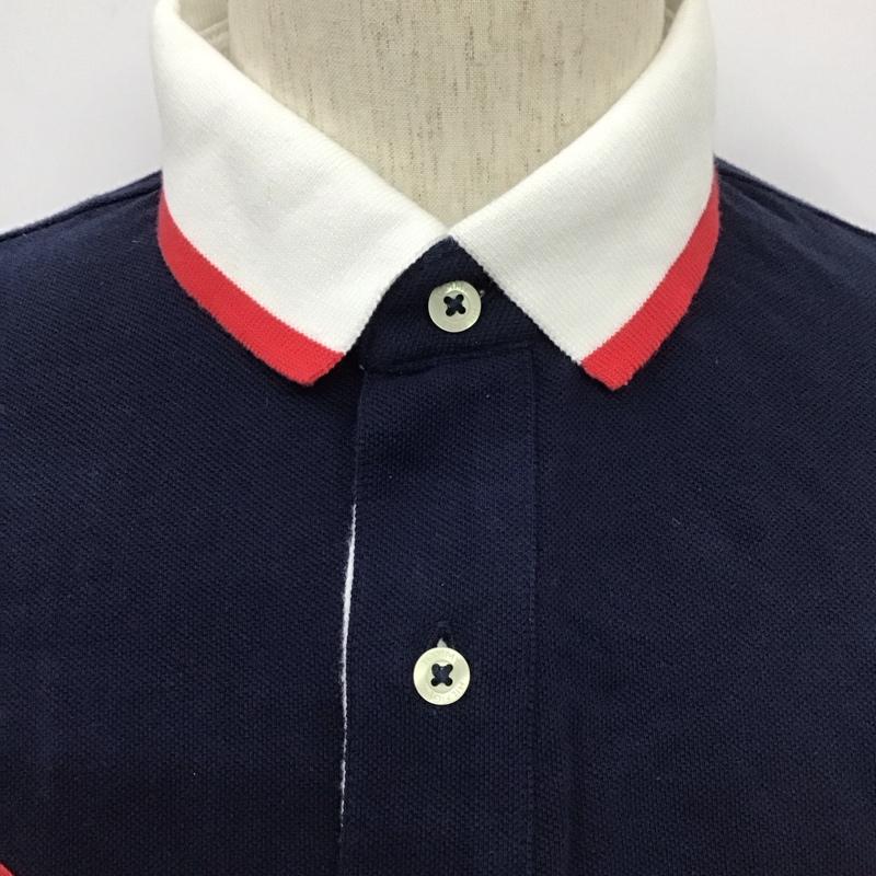 トミーヒルフィガー TOMMY HILFIGER ポロシャツ 半袖 半袖ポロシャツ カラーシャツカットソー 半袖カットソー M ロゴ、文字 紺 / ネイビー /  メンズ USED 古着 中古 10111166